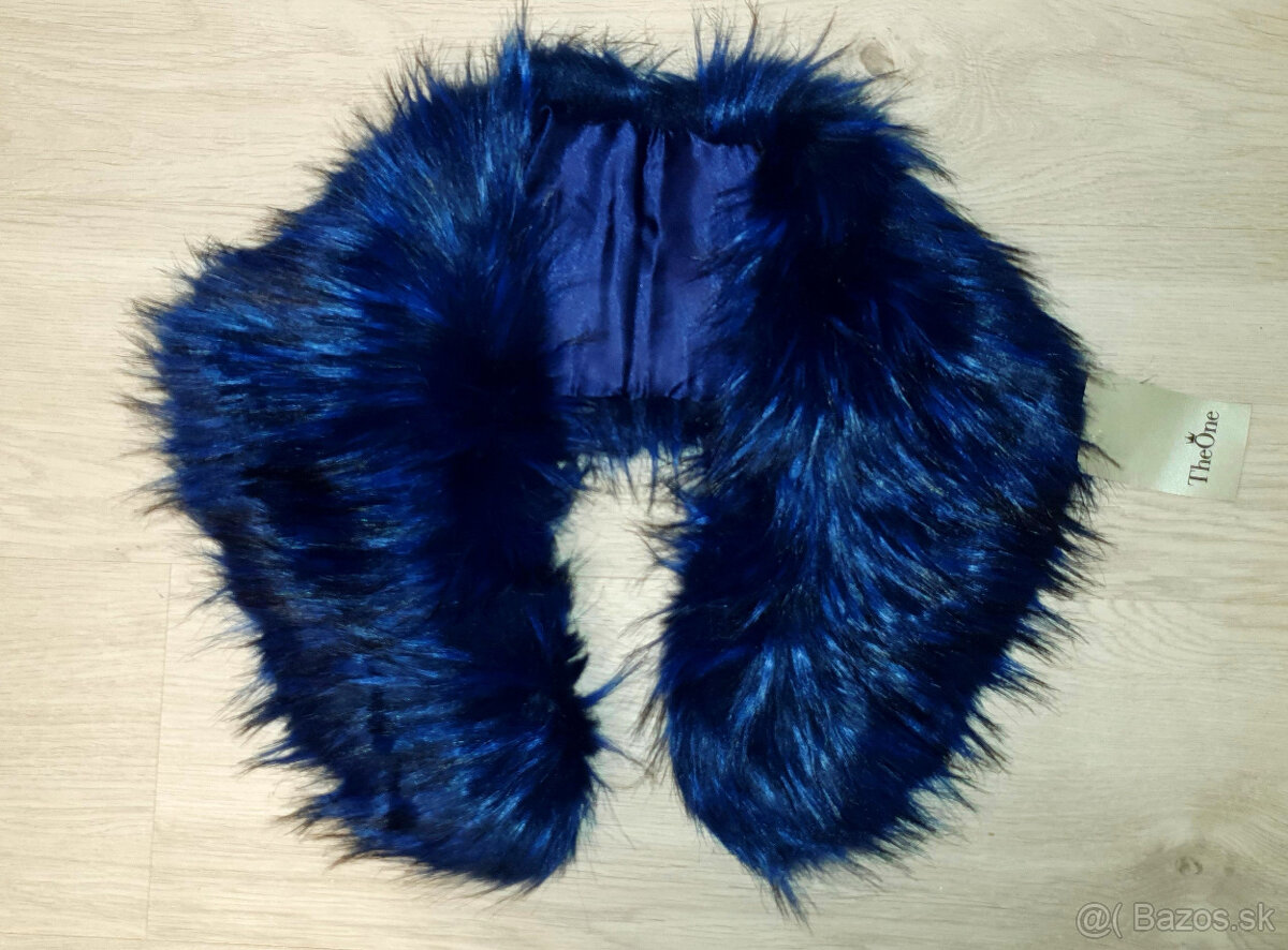 Modrý prskaný kožušinový golier - NOVÝ