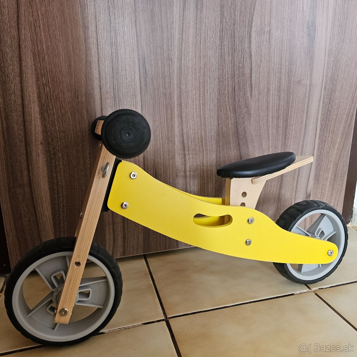 Drevené odrážadlo 2v1 mini žlté