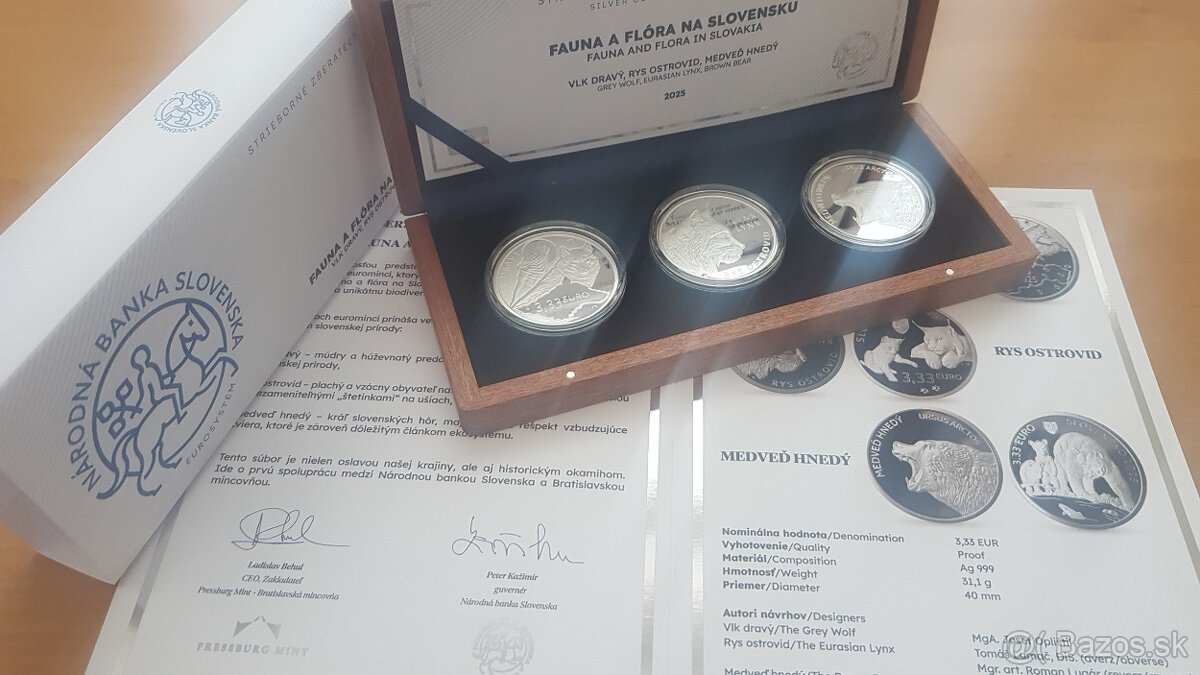 Fauna a flóra - súbor strieborných pamätných mincí 3,33 €