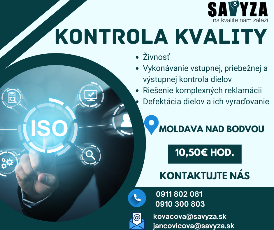 Kontrolór kvality 10,50€ na hodinu