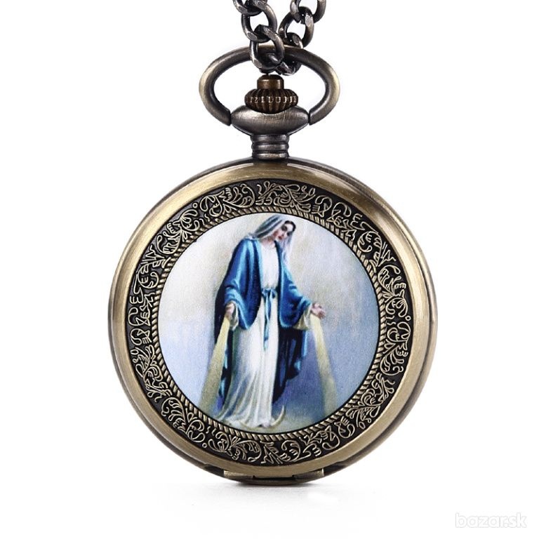 Vreckové hodinky-vintage Panna Mária Lurdská,Sedembolestná