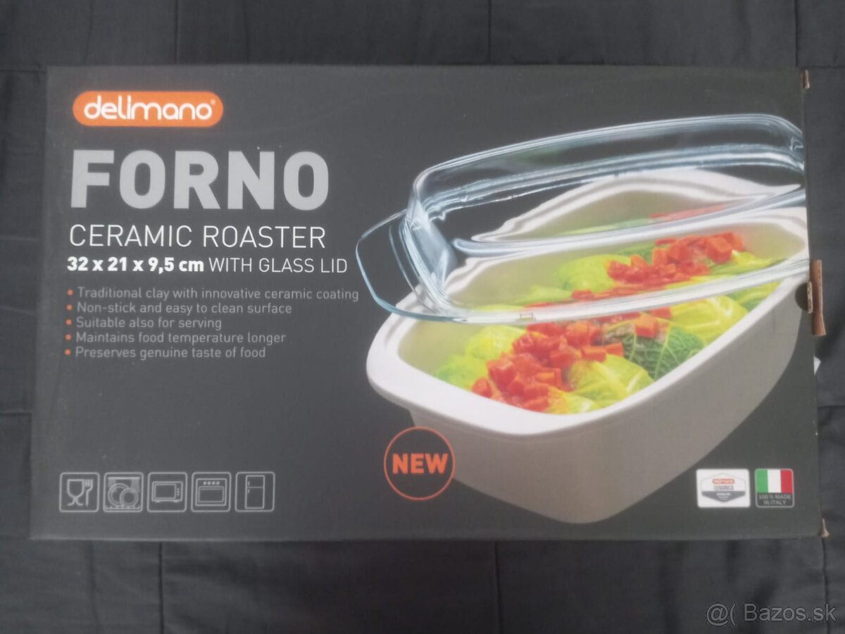 Predám keramický pekáč DELIMANO FORNO s pokrievkou