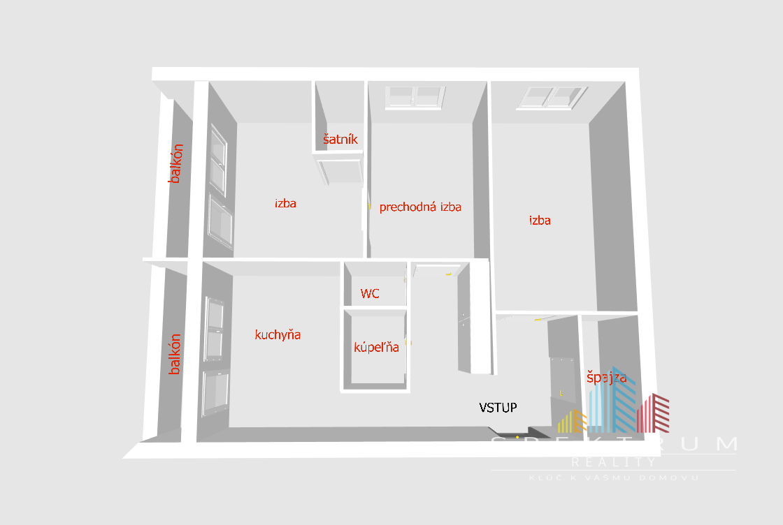 EXKLUZÍVNE NA PREDAJ – 3-IZBOVÝ BYT S DVOMA BALKÓNMI, UL. MO