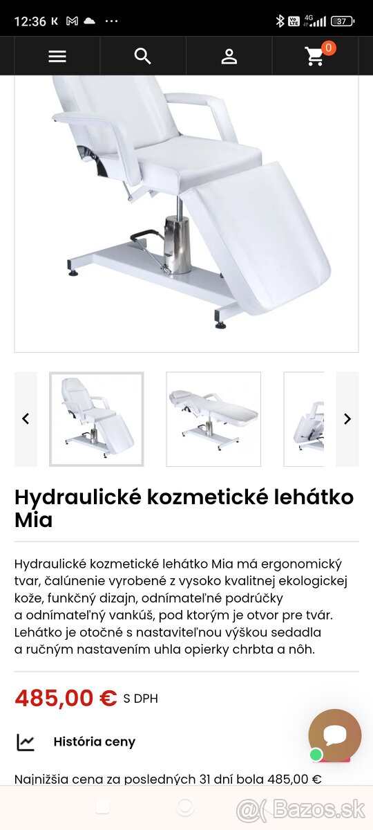 Hydraulické kozmetické lehátko
