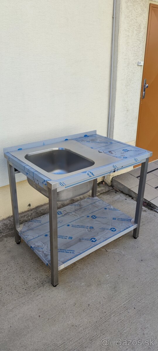 Nerezový gastro umývacie stoly, drez s pracovnou doskou