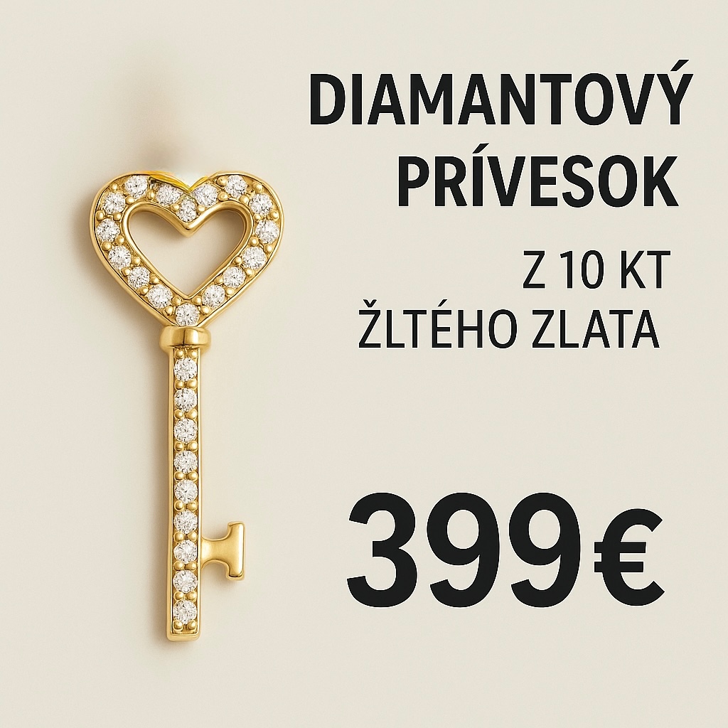 Diamantový prívesok z 10 kt zlata s puncom SR
