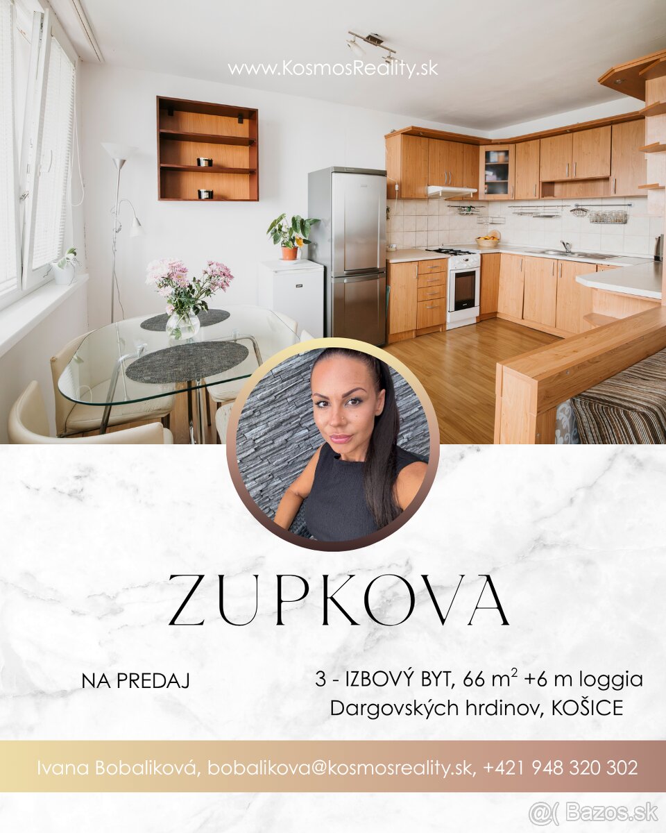 Na predaj 3 izbový byt, Zupkova, Košice