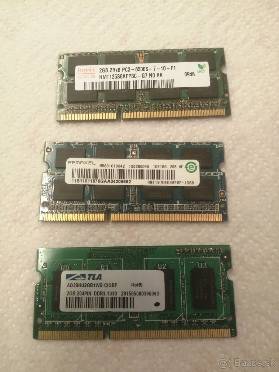 SoDimm DDR3 RAM 3x2GB, 2x2GB, 4GB z NB