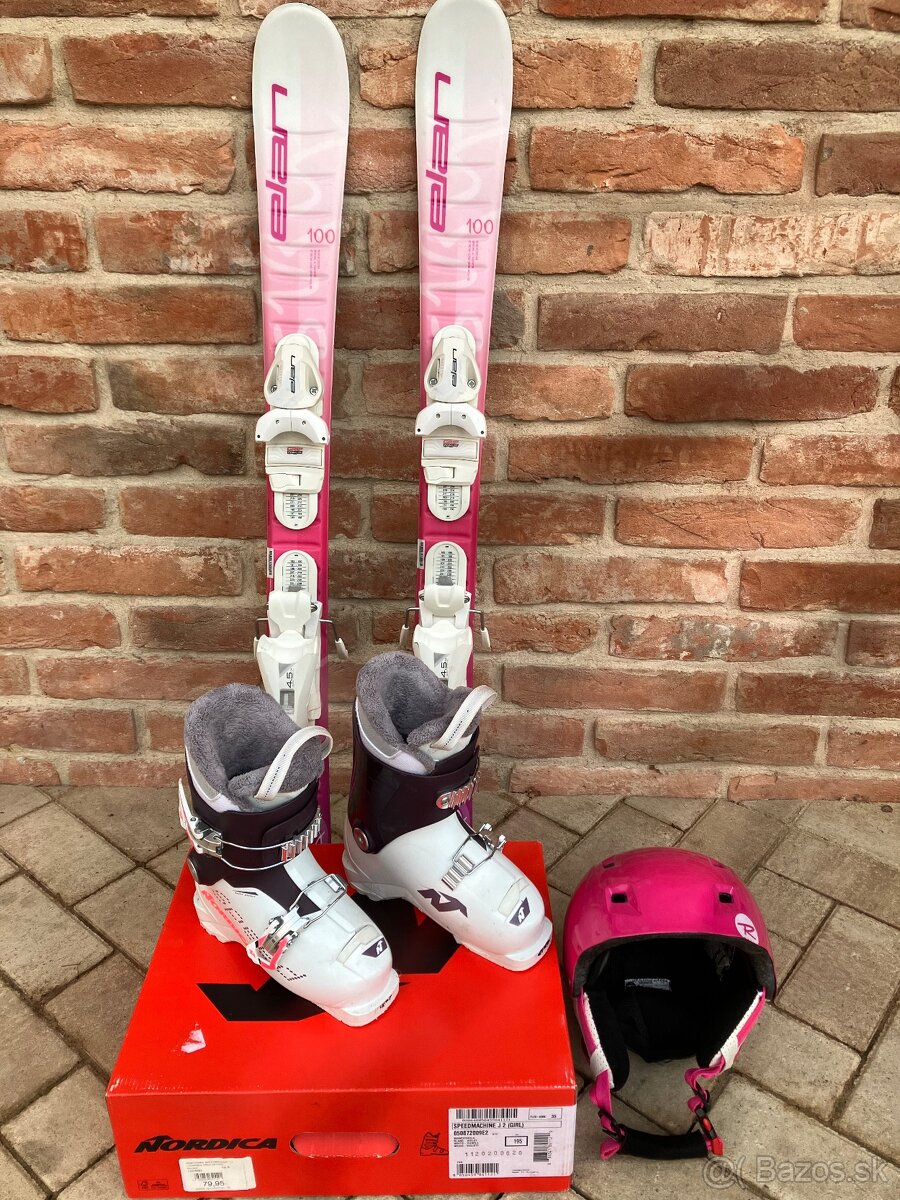 Detské lyže + lyziarky + prilba