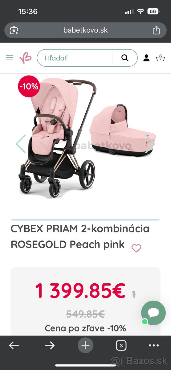 Cybex Priam Rose Peach 3v1