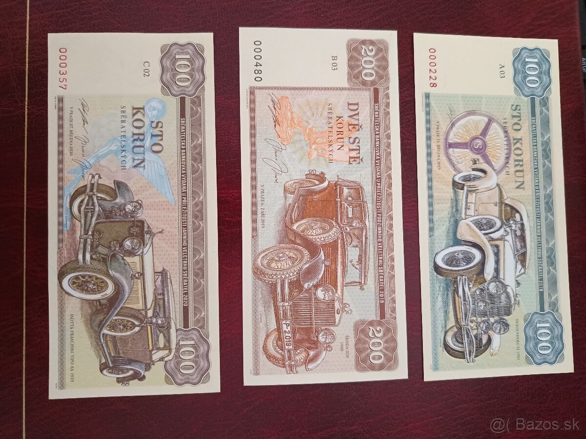 SADA 12 ks PAMĚTNÍCH BANKOVEK AUTOMOBILU "ZAPADLÍK"