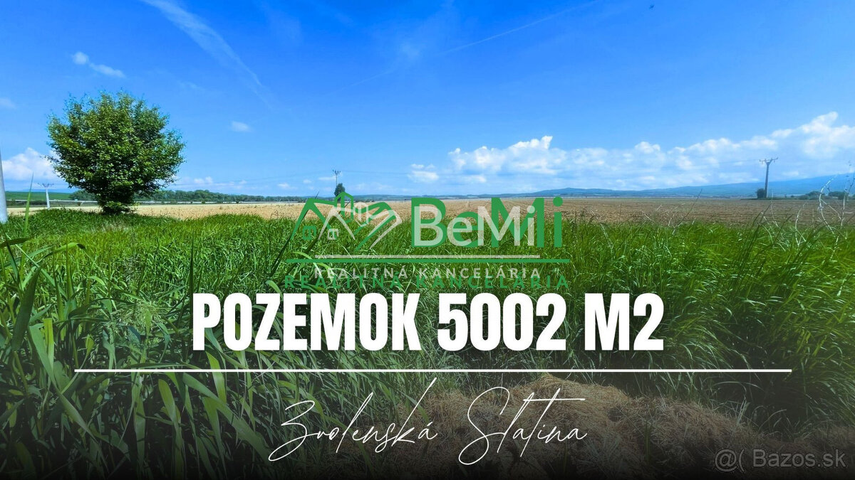 Invevstičný, rovinatý pozemok 5002 m2, Zvolenská Slatina 3D