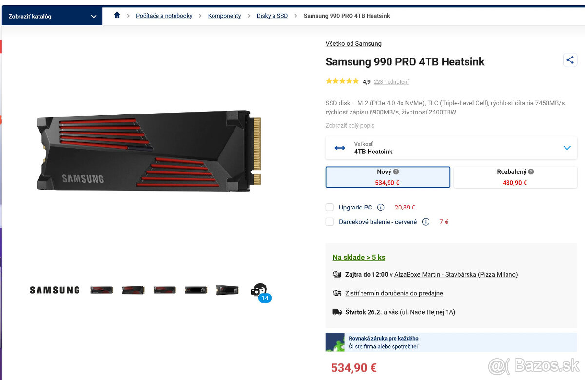SAMSUNG 990 PRO 4TB with HEATSINK