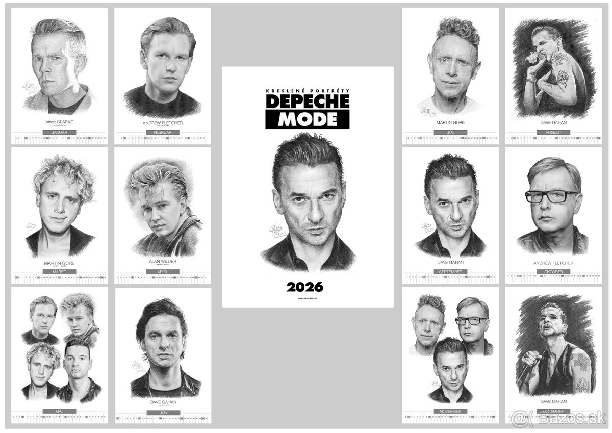 unikátny kreslený kalendár Depeche Mode 2026