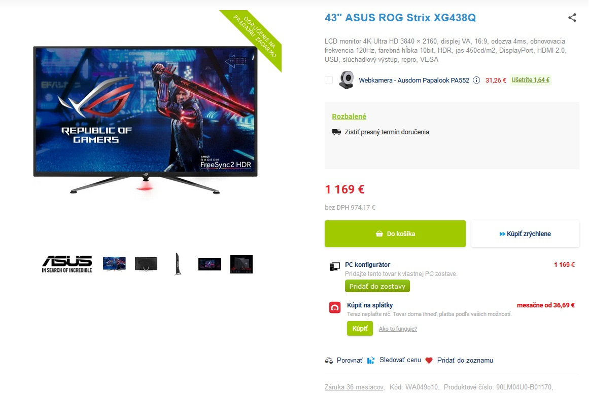 Asus ROG Strix XG438Q 43" 4K 120Hz 10bit Gaming Monitor