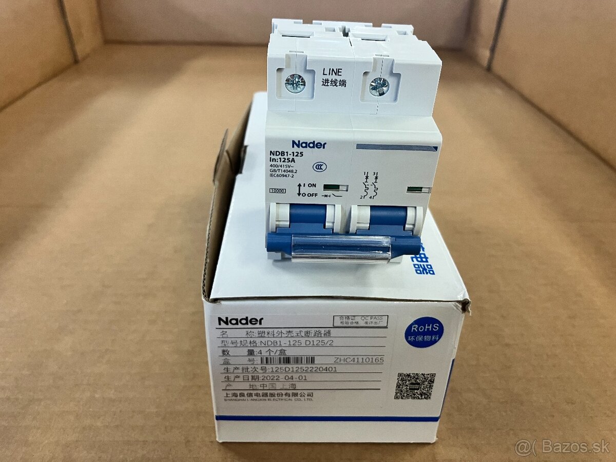 2p DC MCB NADER istic NDB1-125 125A D charakteristika