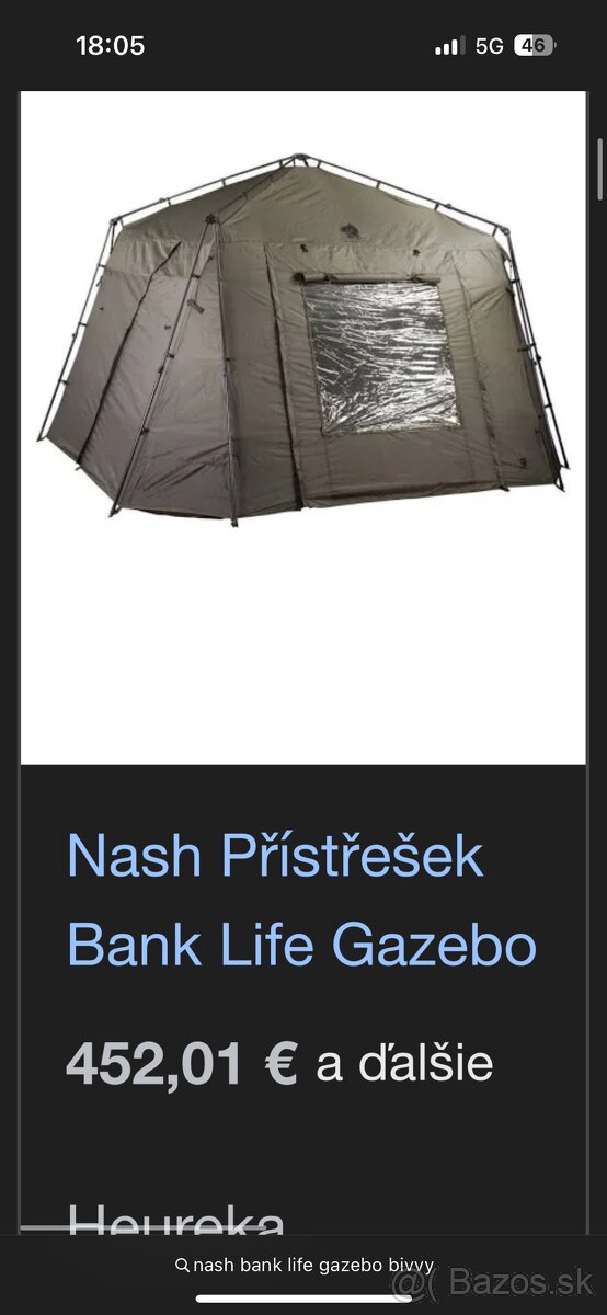 Nový Bivak Nash Bank Life Gazebo 330x330x245