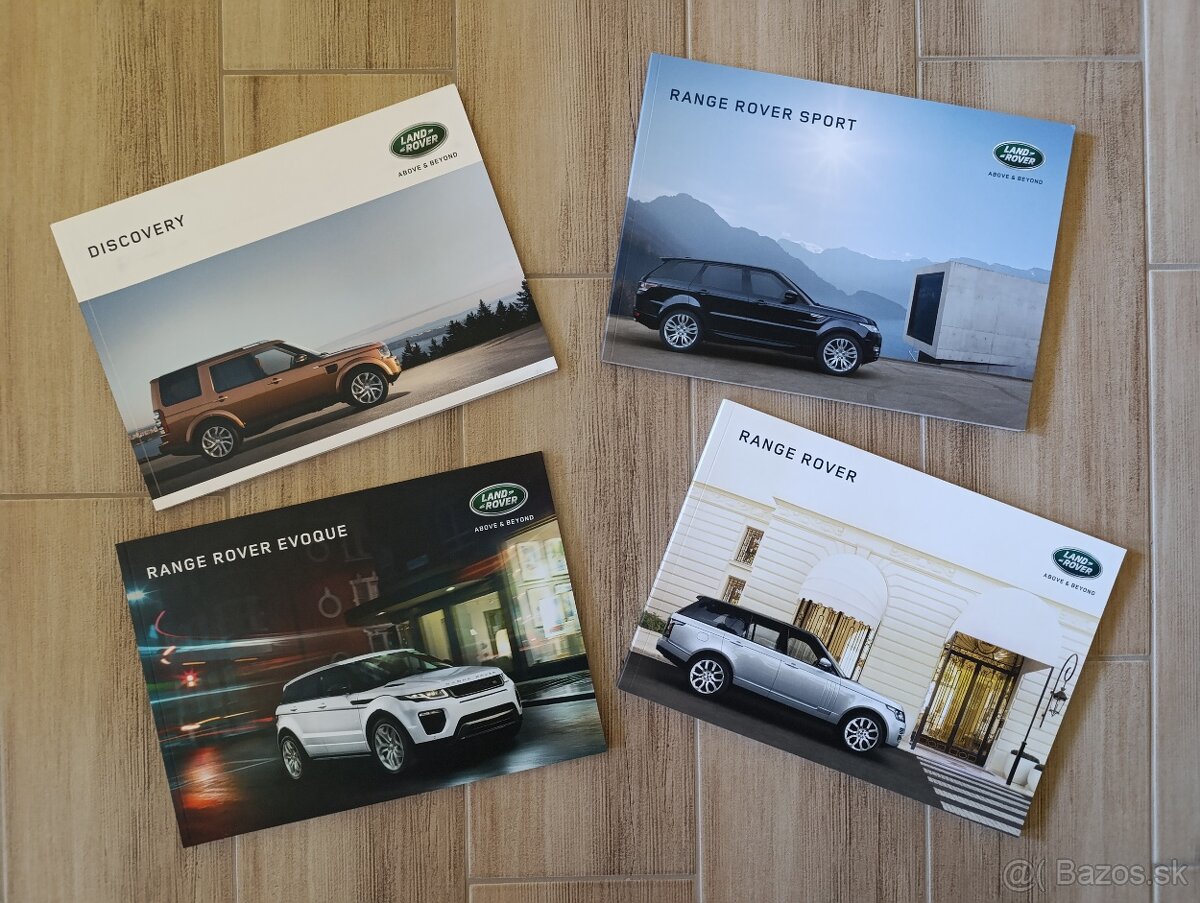 Prospekty Range Rover, Land Rover, Mini.