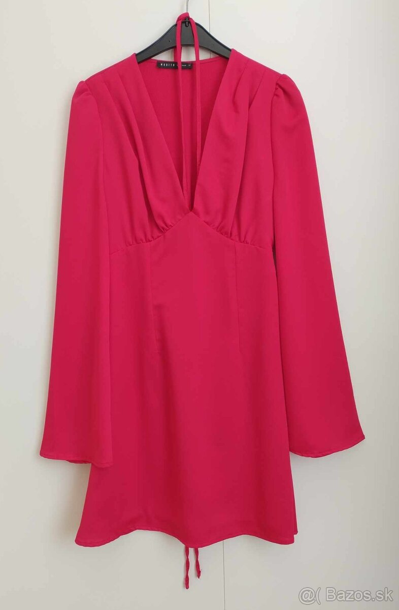 Dámske ružové/bordové šaty A strihu s dlhým rukávom (Mohito)