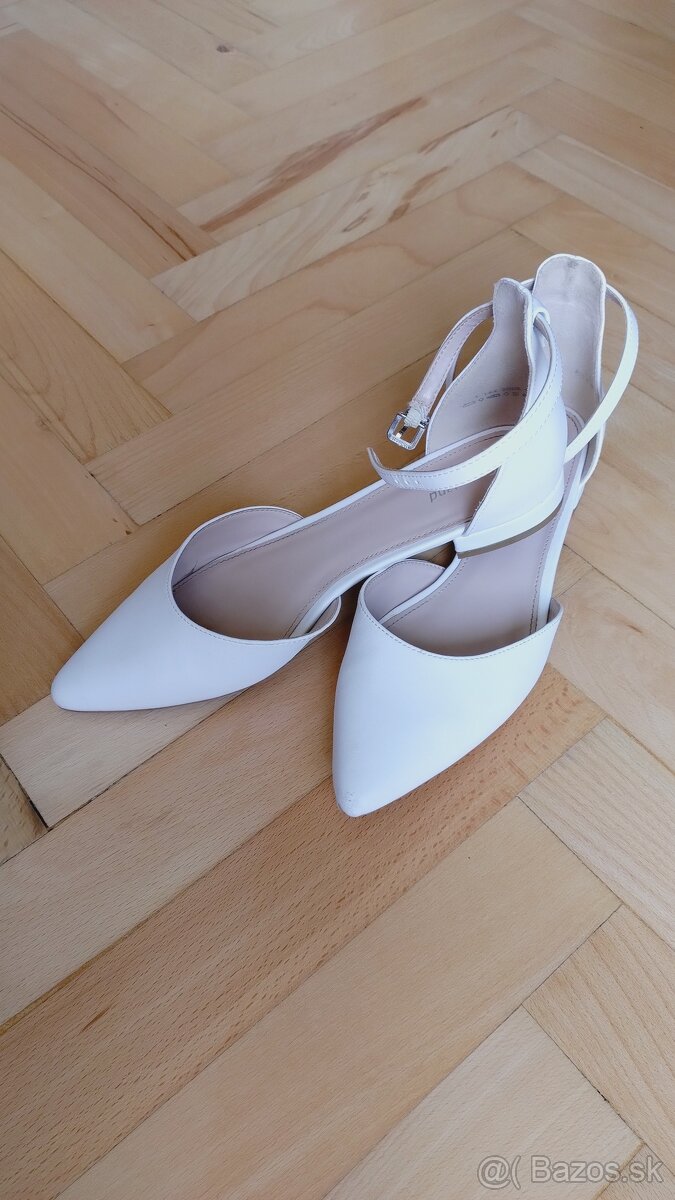 Elegantné biele svadobné sandále, sandalky, velkost 39
