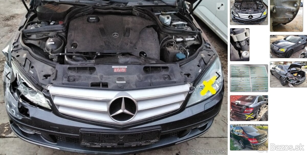 Mercedes C200 W204 2.2 CDI 2008 Predám DVERE, MOTOR 646811,