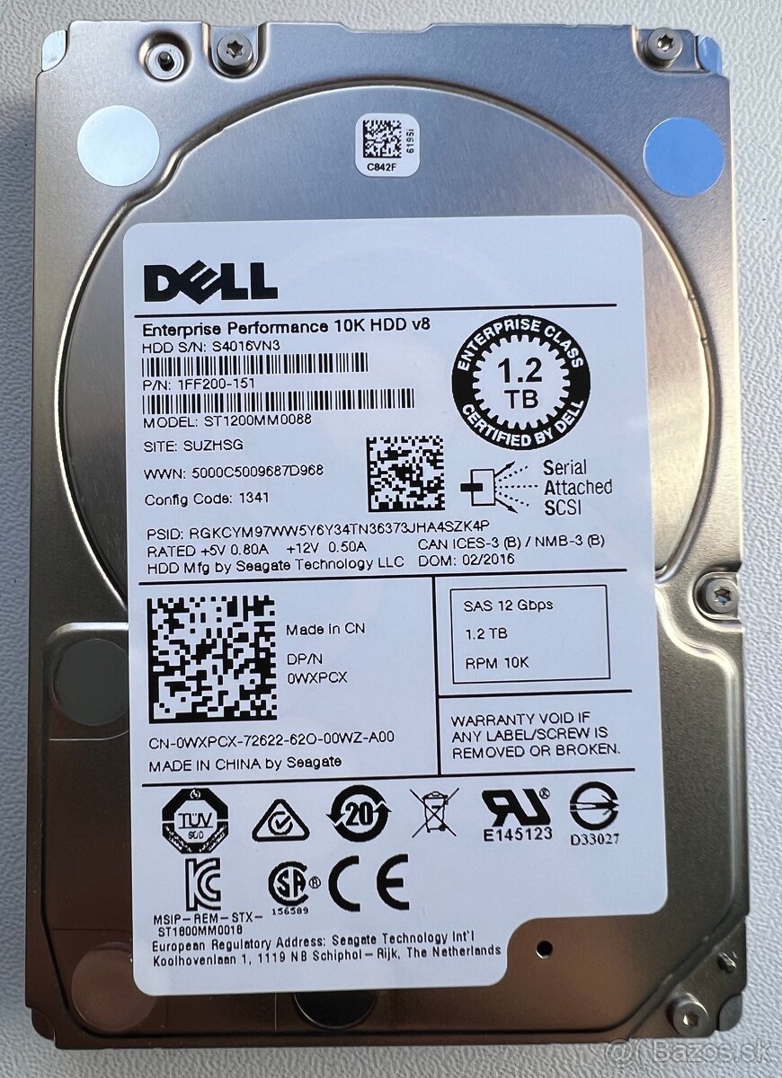 SAS HDD disky (Server storage) - 1.2 TB GB Seagate