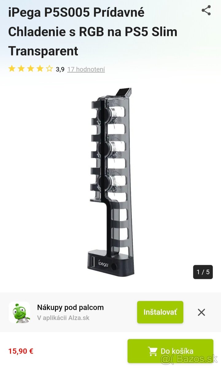 Prídavné chladenie s RGB na PS5 Slim Transparen