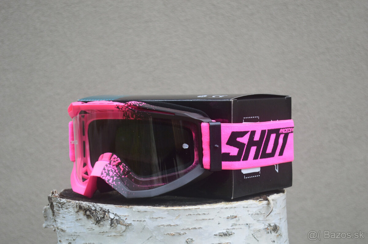 Okuliare MX fluo ružové priesvitné číre sklo shot