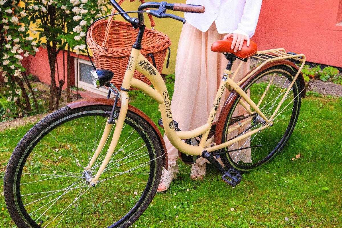 Dámsky Retro Bicykel LAVIDA Krémový 28" 3 Prevody Odpužený