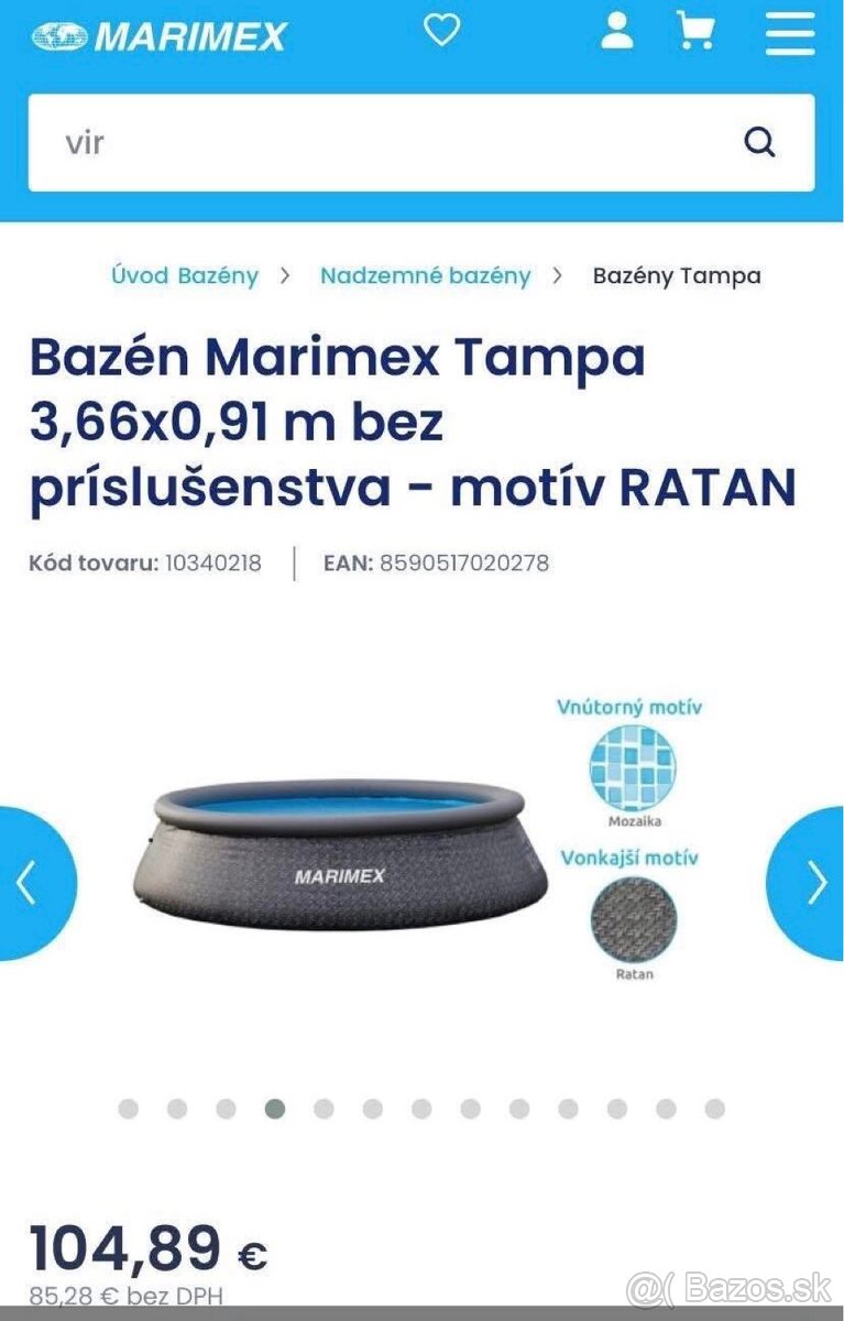 Bazén Marimex tampa 3,66 x 0,91 m novy