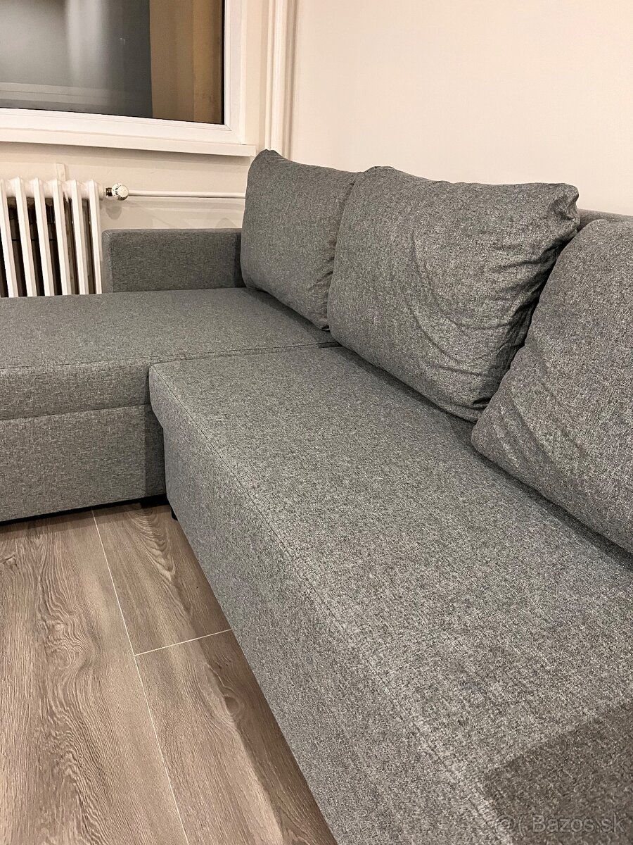 Nový rozkladací rohový gauč, úložný priestor, sivý