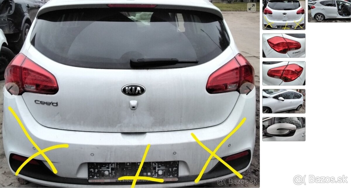 KIA CEED 2014 1.6 GDi predám MOTOR G4FD, DVERE, ZADNÉ SVETLO