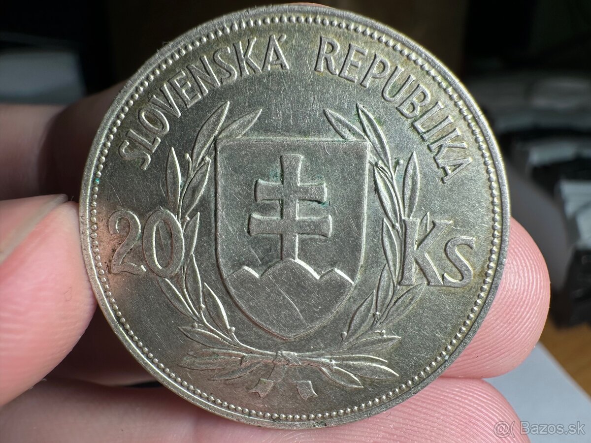 20 Korún Slovenský Štát Jozef Tiso 1939