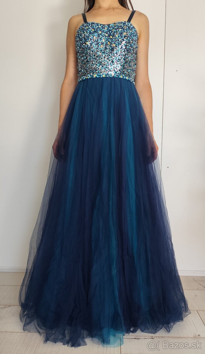 Tmavomodré - tyrkysové šaty