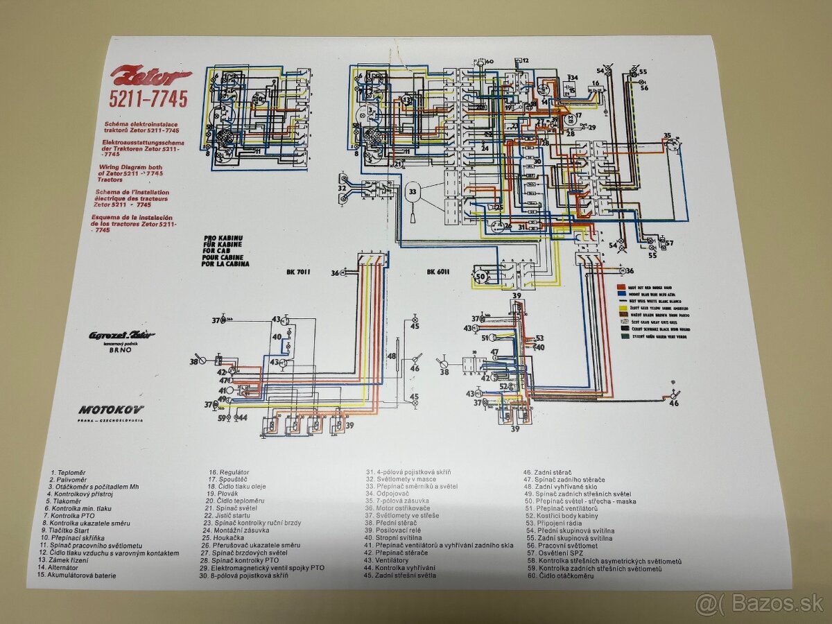Schéma elektroinštalácie Zetor