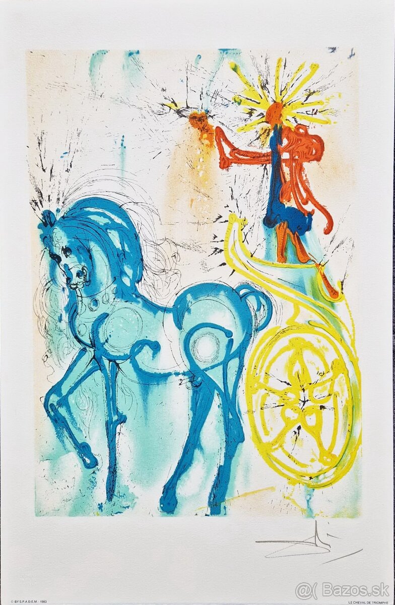 SALVADOR DALI - Le Cheval de Triomp (Certifikát) litografia