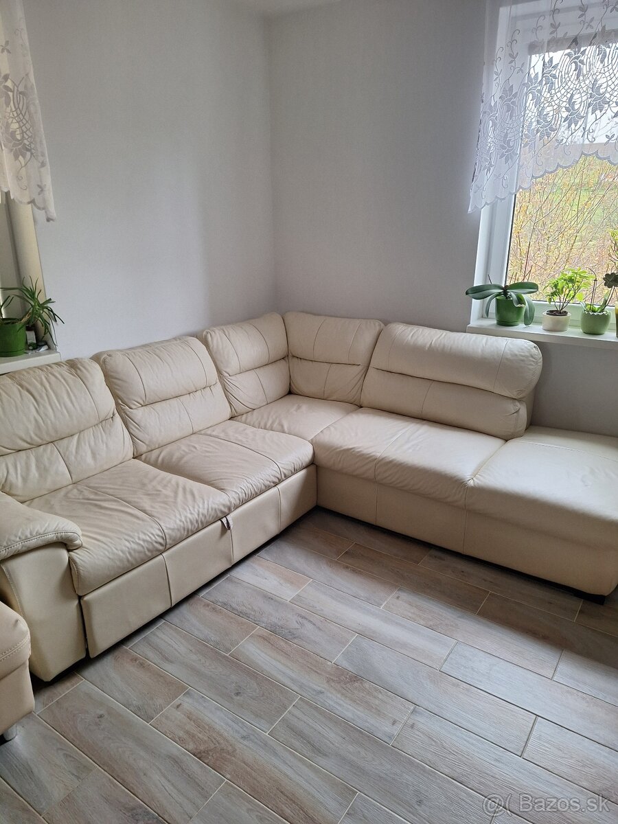 Sedacia súprava práva koža pravý roh