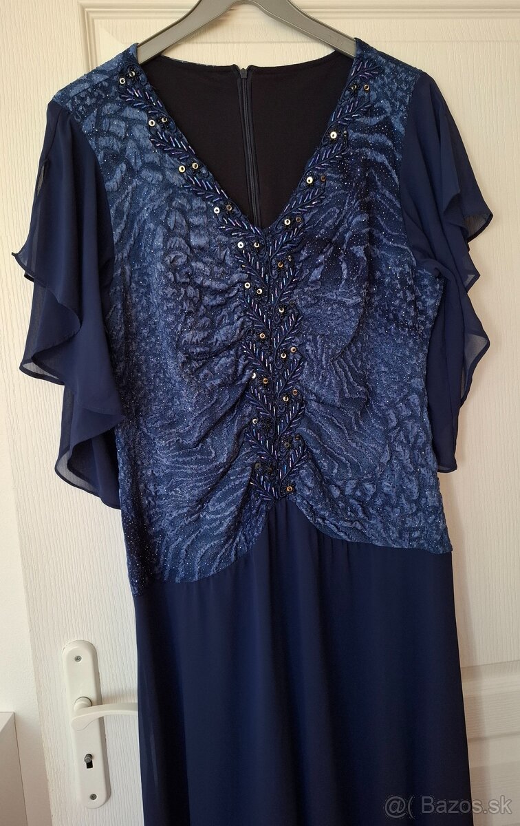 Šaty spoločenské modré dlhé 48 - 50