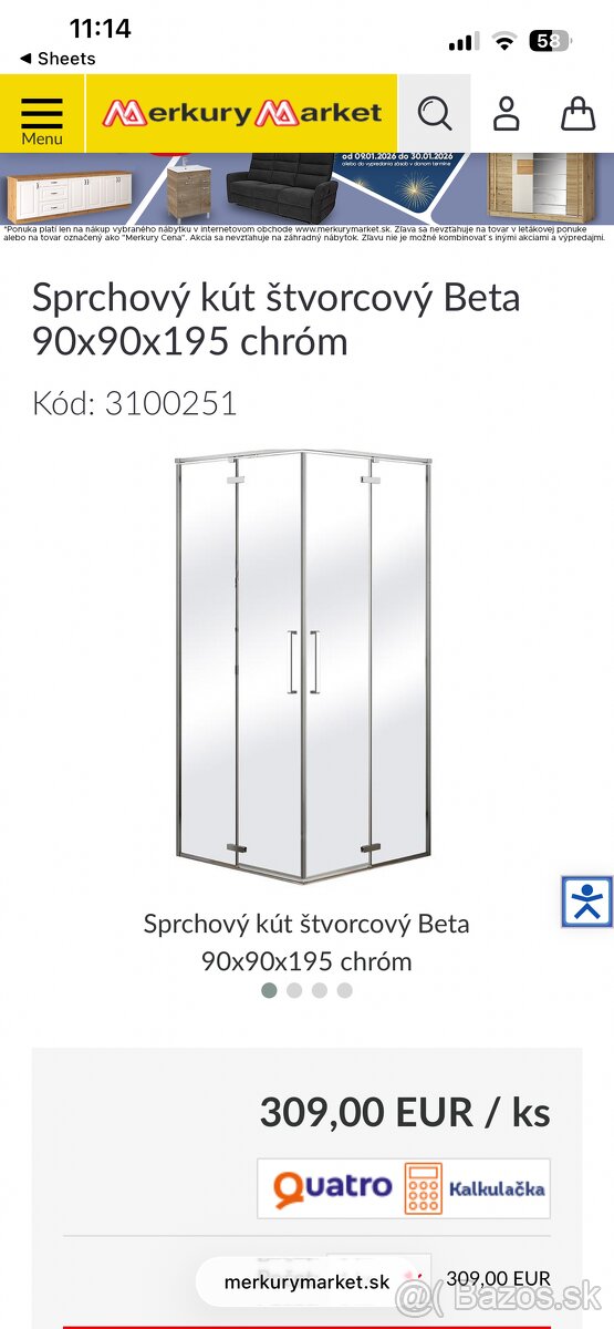 Sprchovy kút 90x90