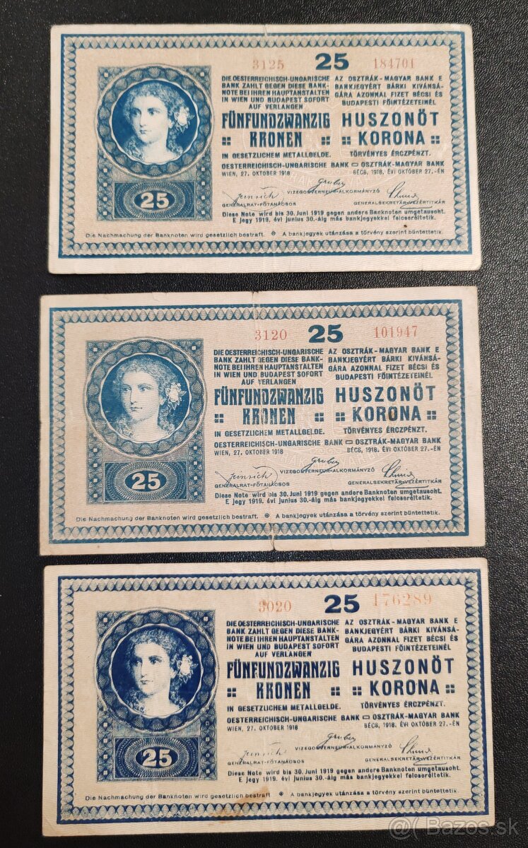 25 koruna, 1918, 3120, 3125, 3020, Rakúsko Uhorsko