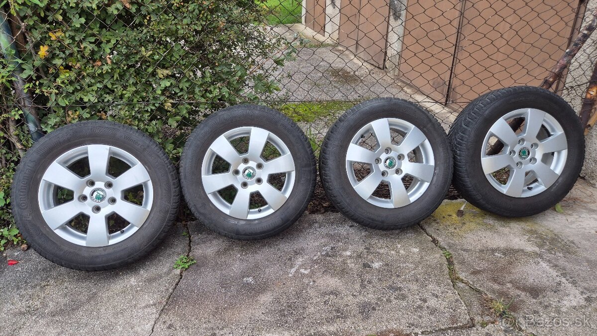 Elektróny originál Škoda 5x112r15, zimne gumy 195/65/15