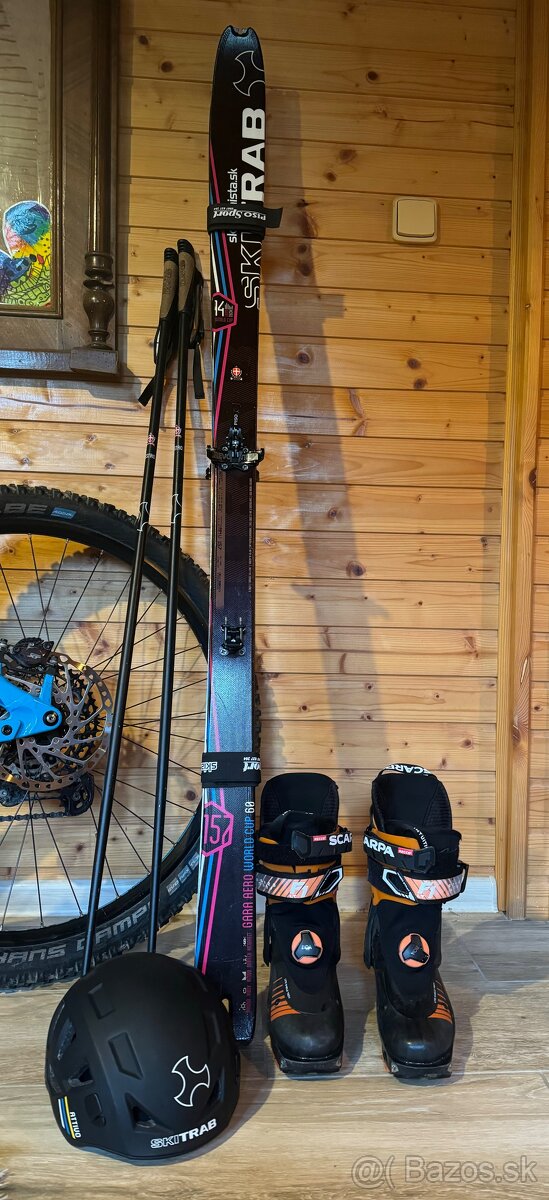 Skialpový set Skitrab lyže 157, Scarpa lyžiarky 240 /cca 37/