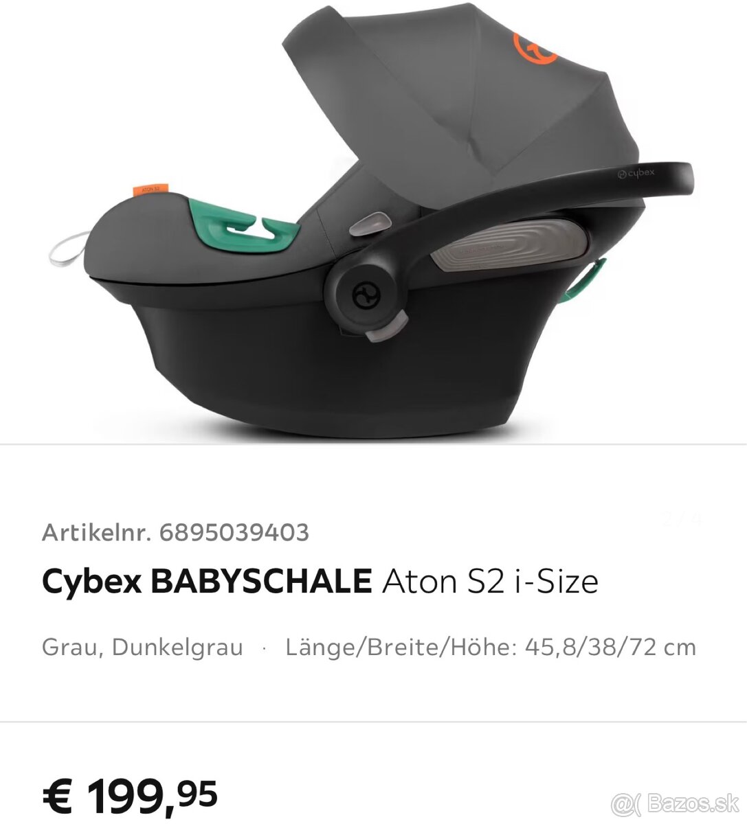 CYBEX ATON S2 I-SIZE farba SOHO GREY + CYBEX Základňa ISOFIX