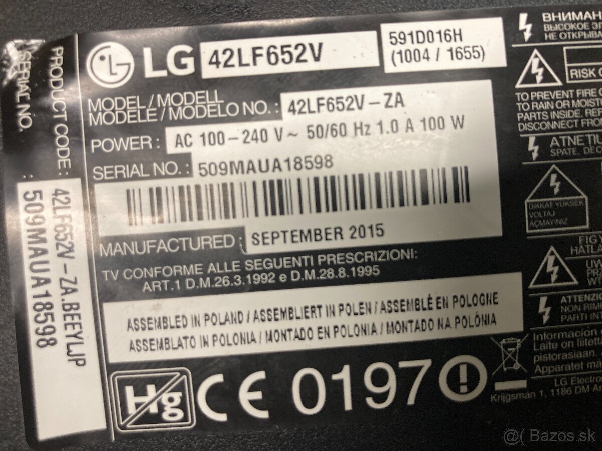 zdroj aj riadiaci modul  SMART LG TV 42lf652v