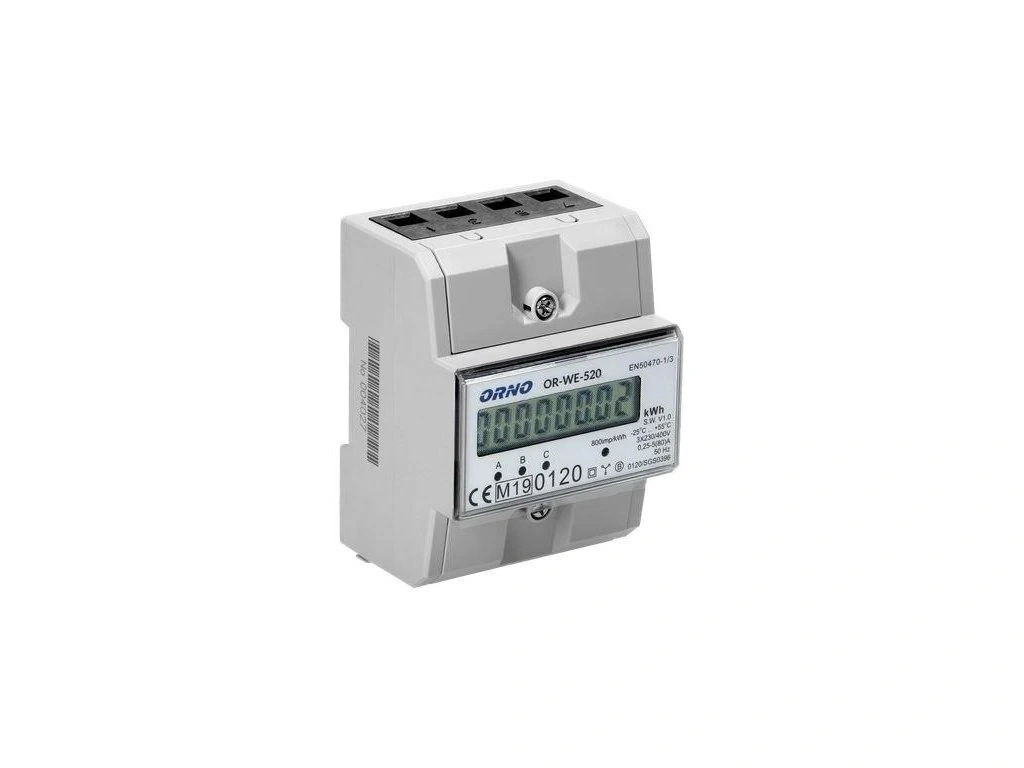 Elektromer trojfázový na DIN lištu ORNO OR-WE-520 0,25-80A M