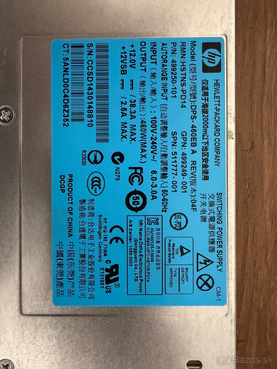 HP 460 W Serverový zdroj HSTNS-PD14 (DPS-460EB A)