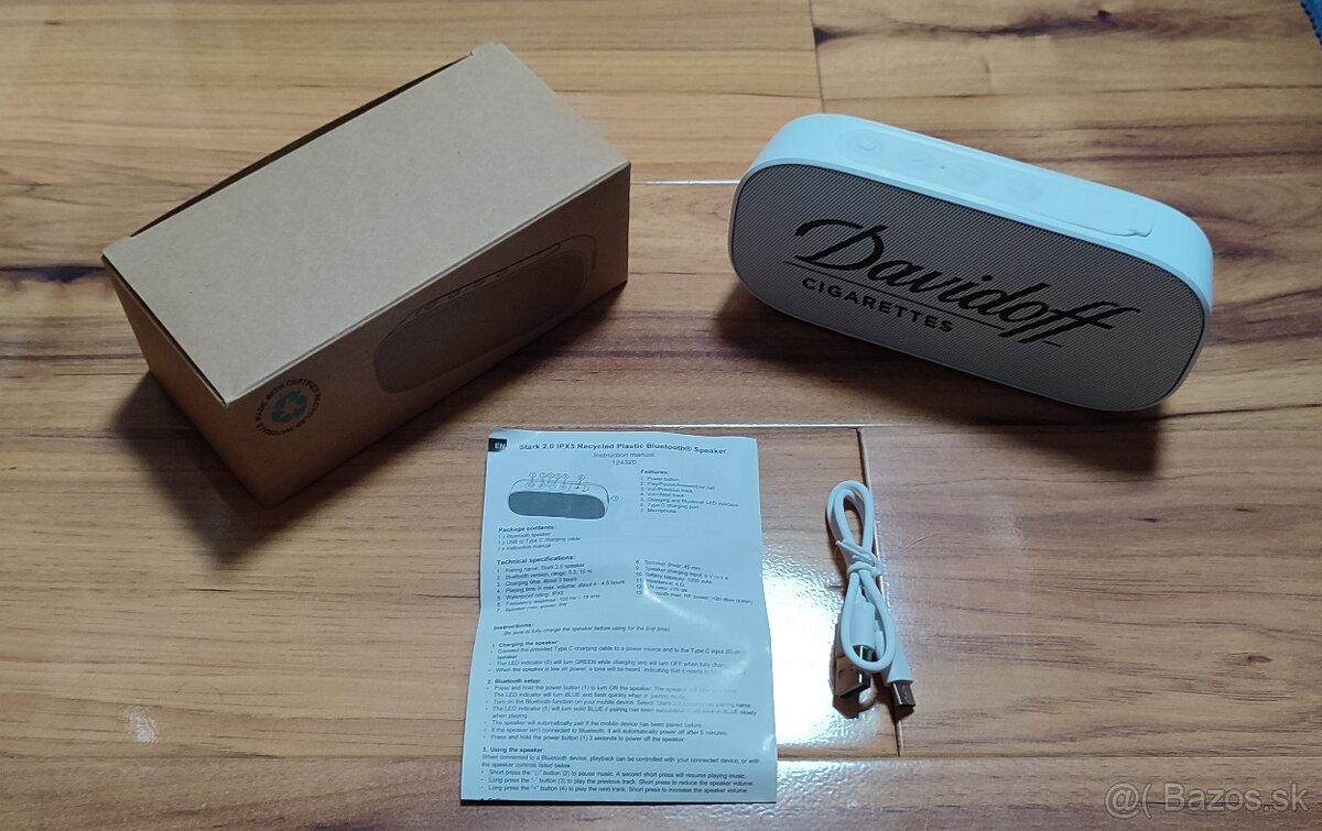 Bluetooth reproduktor Stark 2.0 5W IPX5 (biely davidof)