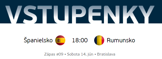 Lístky na EURO do 21 rokov Španielsko - Rumunsko