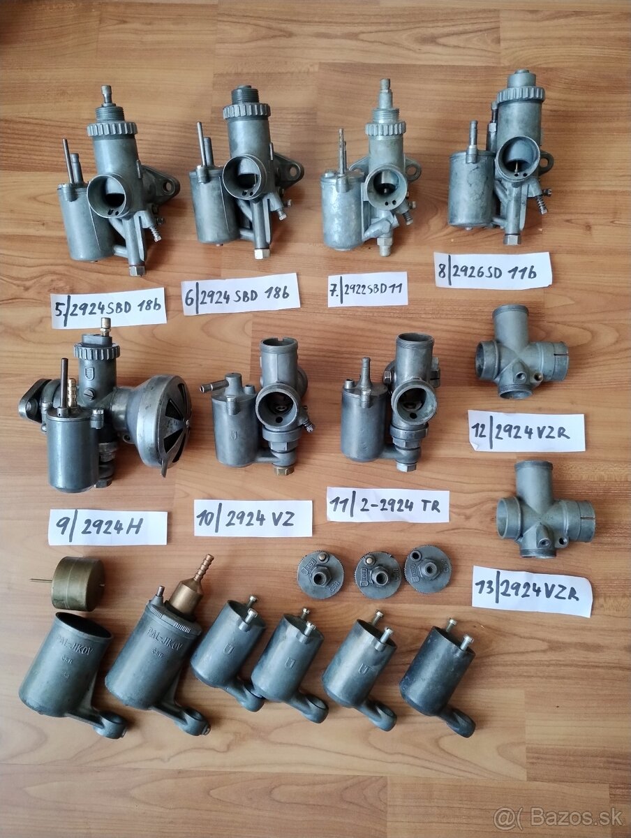 Karburátory Pérák, kývačka, panelka, californian, skůtr, atd