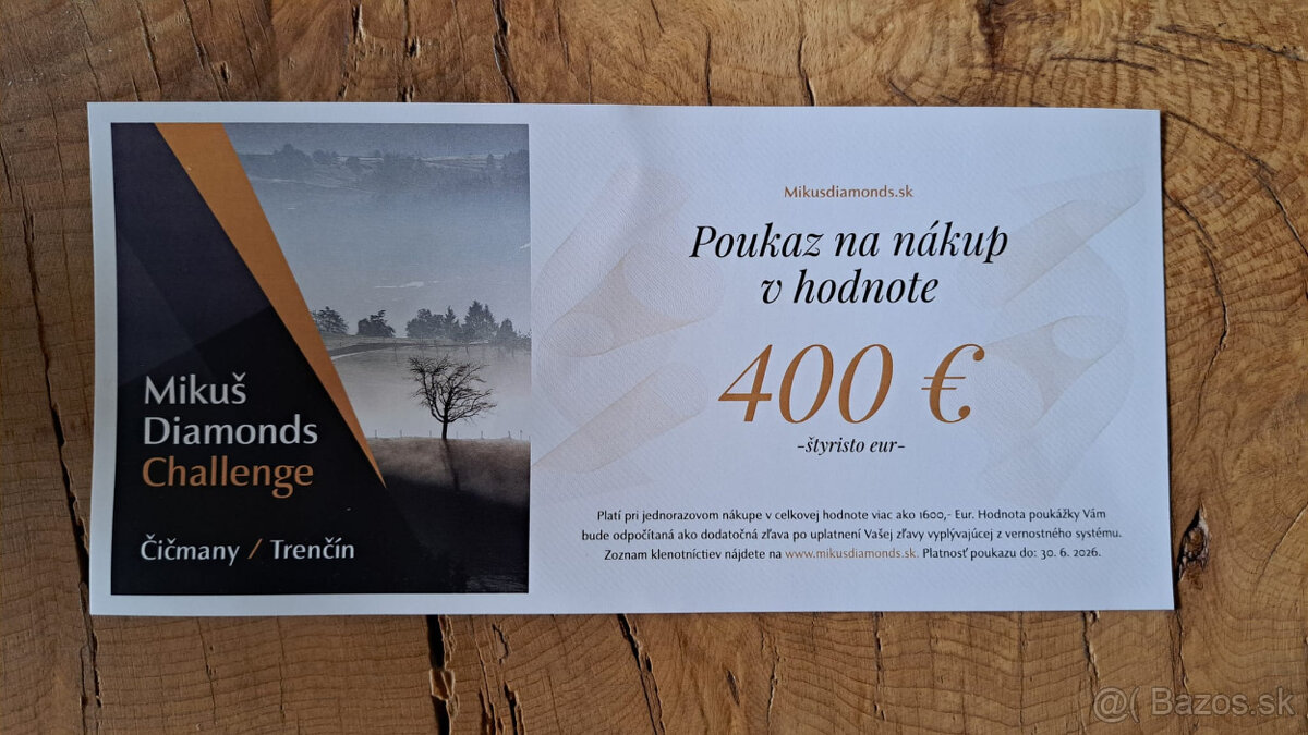 Mikuš Diamonds - poukaz na nákup v hodnote 400€